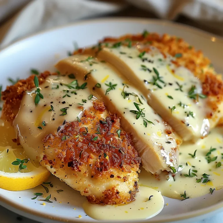 Lemon Pecorino Crusted Chicken with Creamy Lemon Sauce
