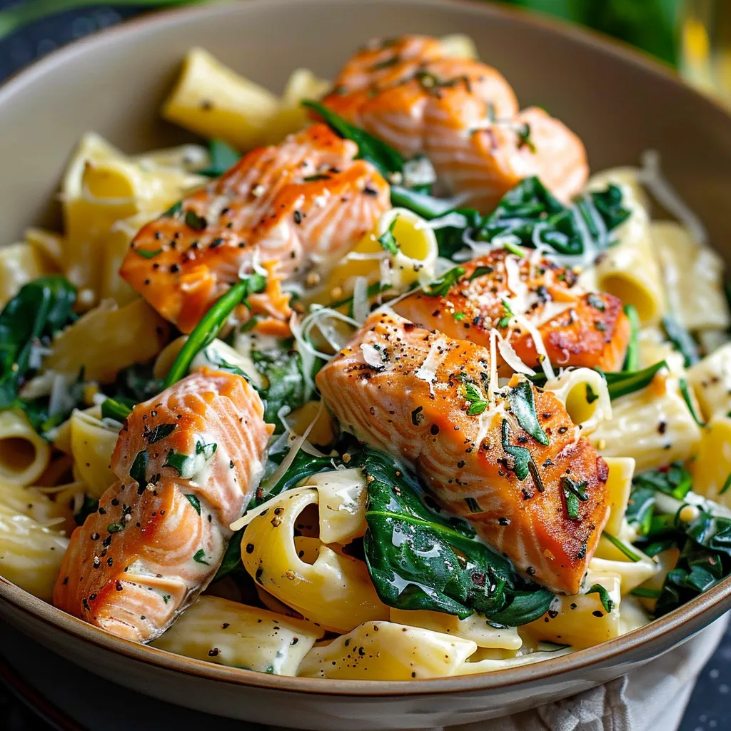 Salmon Spinach Pasta
