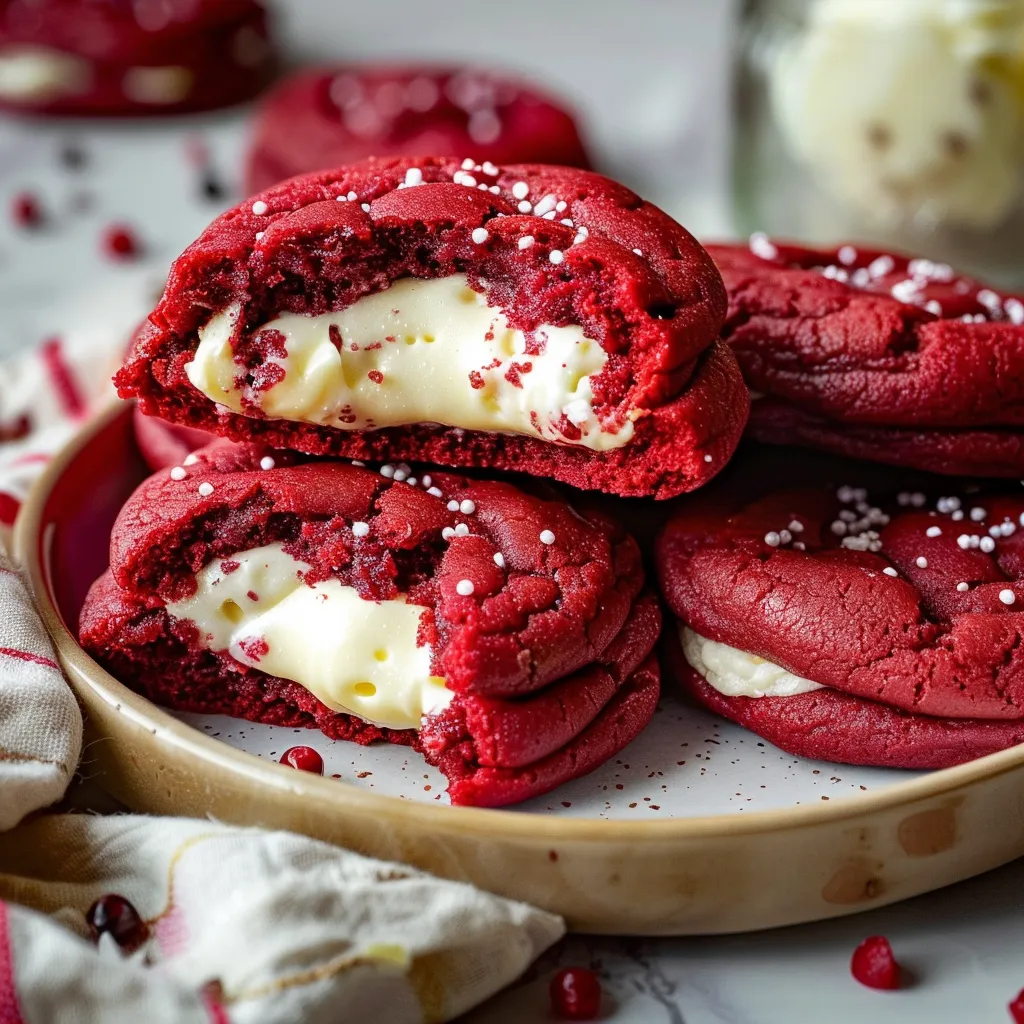 Cheesecake Stuffed Red Velvet Cookies