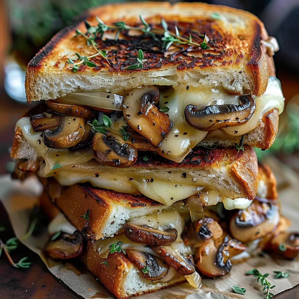 Grilled Cheese with Gouda, Roasted Mushrooms and Onions