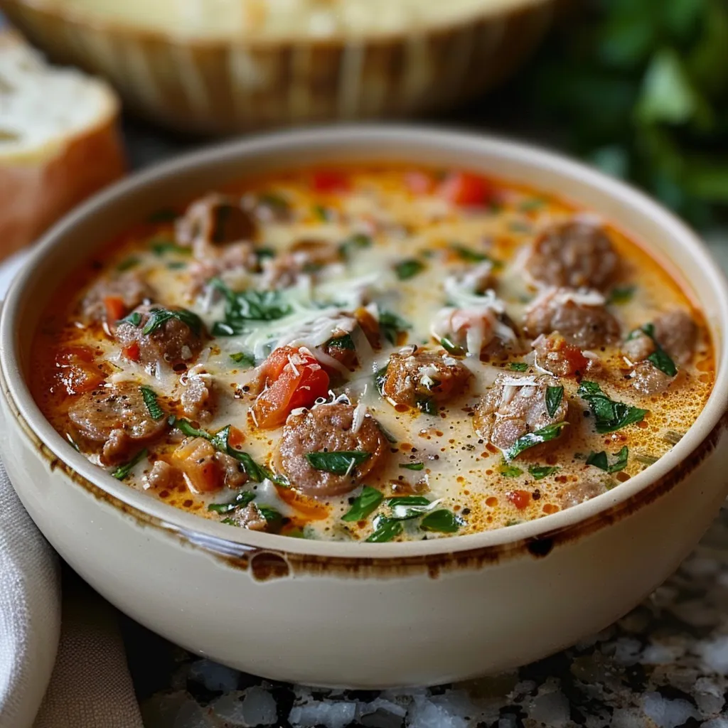 Hearty Italian Sausage Soup with Creamy Parmesan
