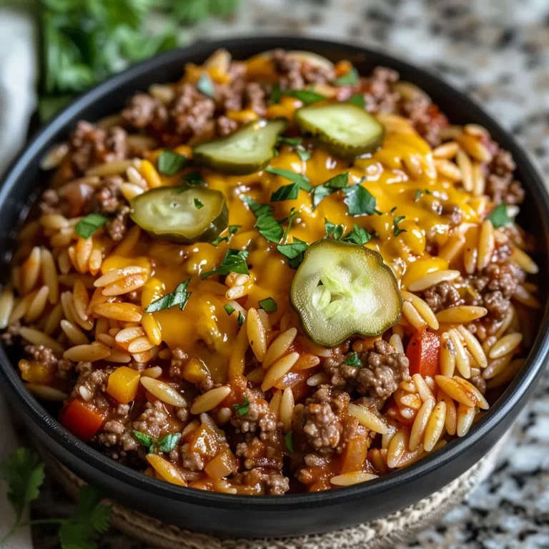 One-Pot Cheeseburger Orzo Skillet