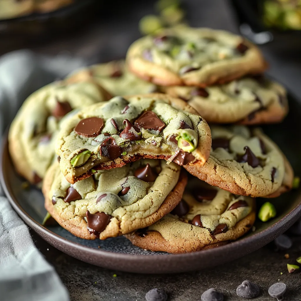 Pistachio Cream Chocolate Chip Cookies