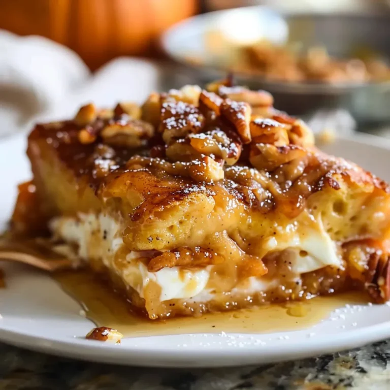 Pumpkin French Toast Bake with Cream Cheese Filling