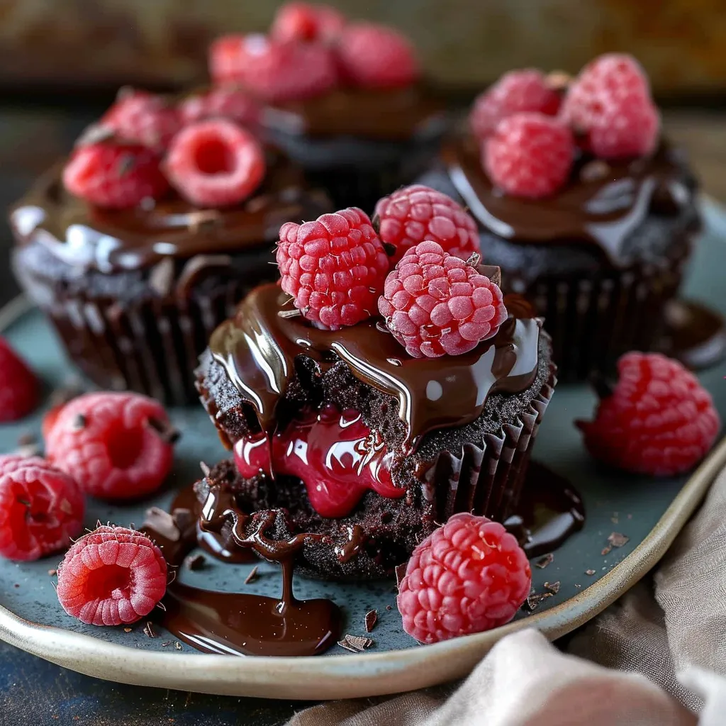 Raspberry Chocolate Lava Cupcakes
