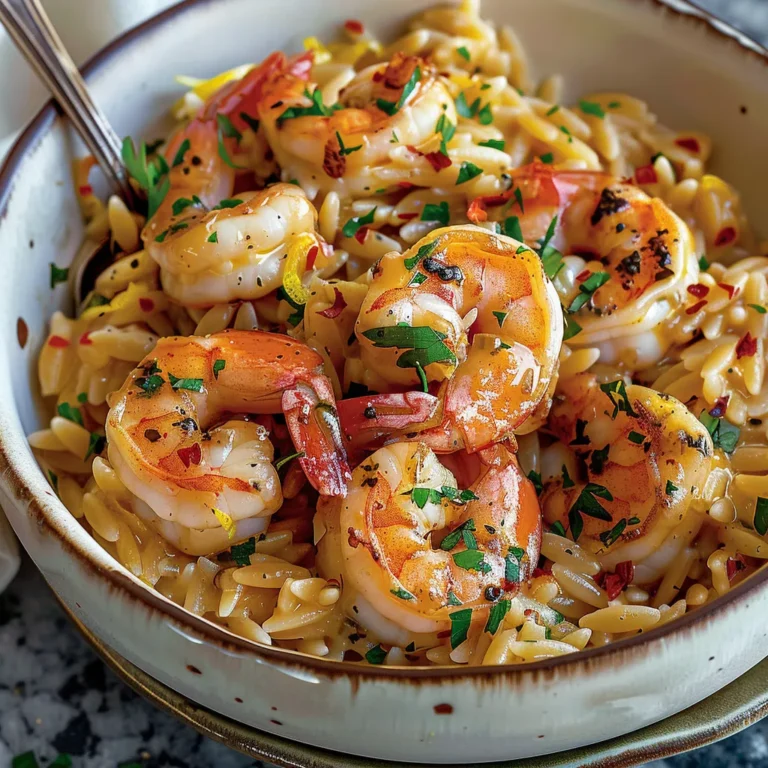 shrimp orzo in lemon garlic sauce