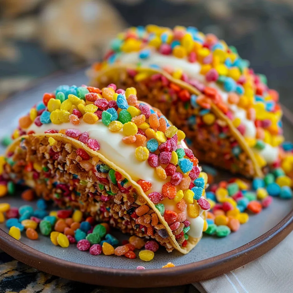 Fruity Pebbles Cheesecake Tacos