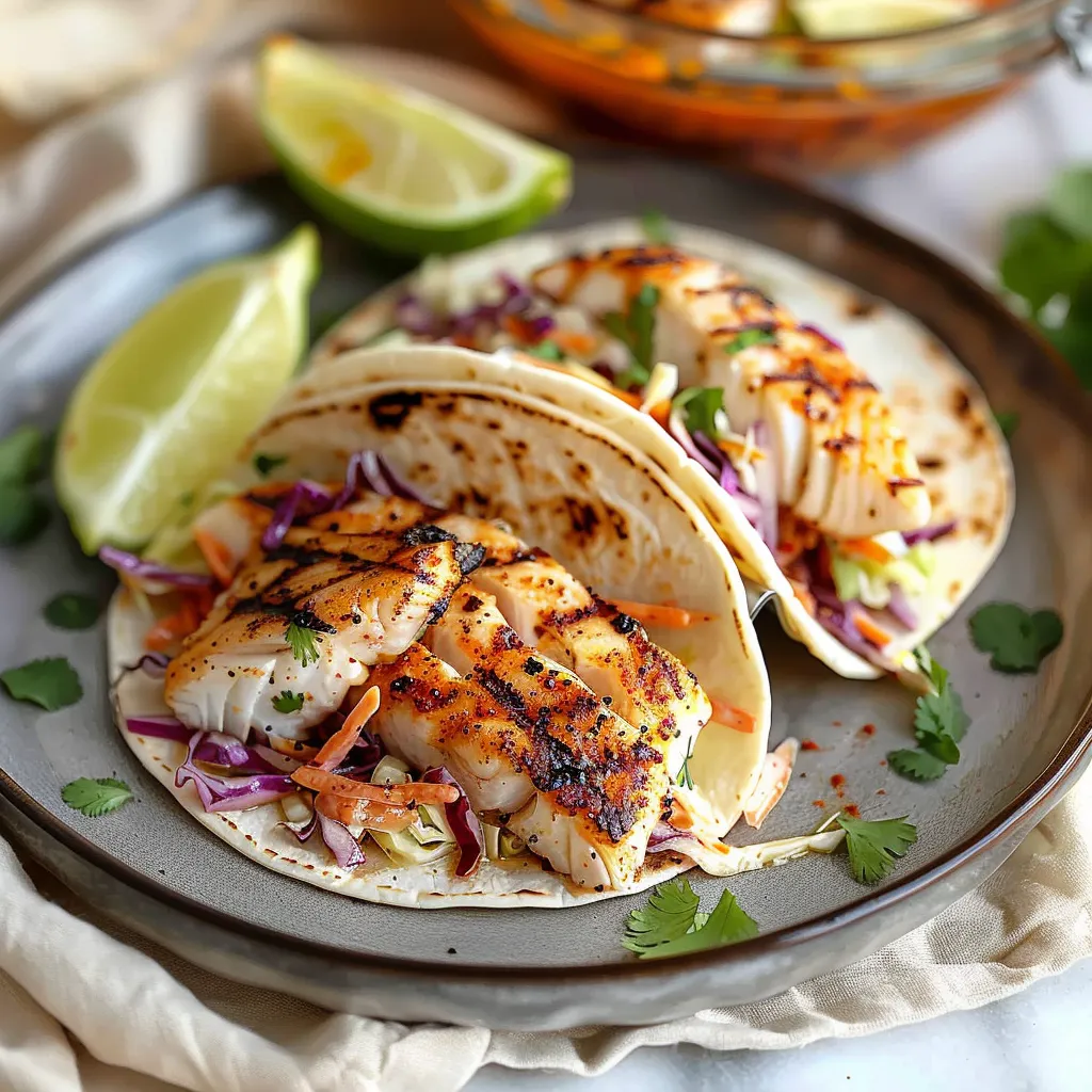 Grilled Fish Tacos with Cabbage Slaw
