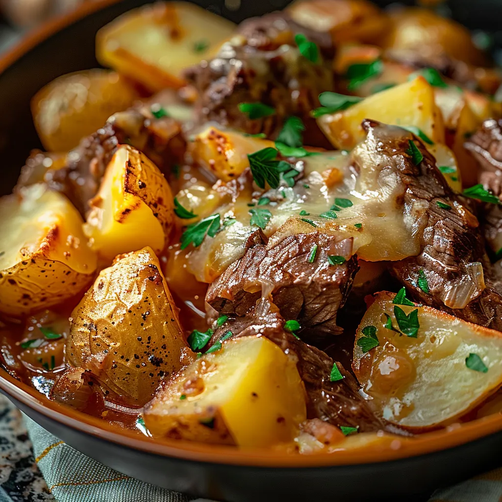 Crockpot Loaded Steak and Potato Bake