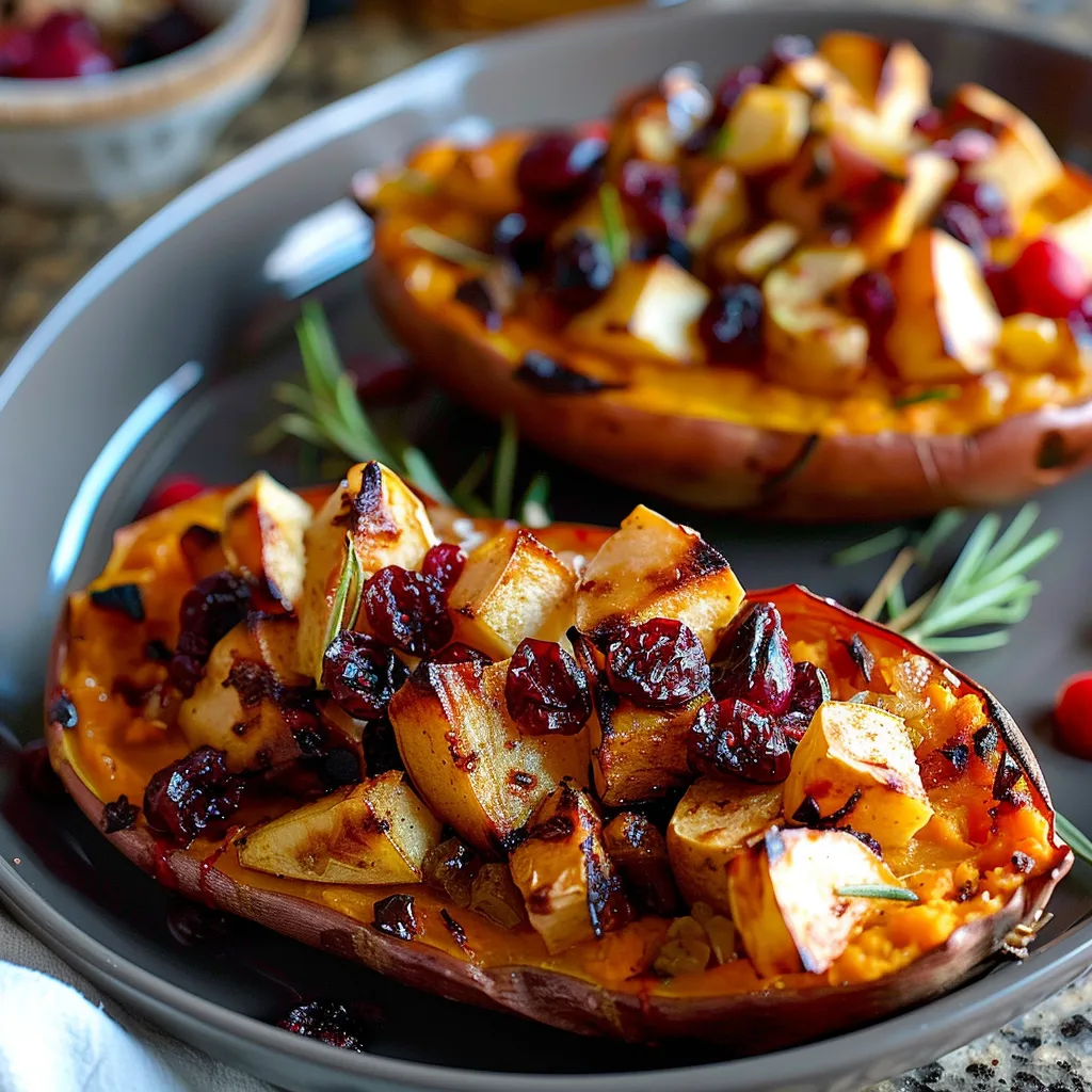 cranberry apple twice baked sweet potatoes