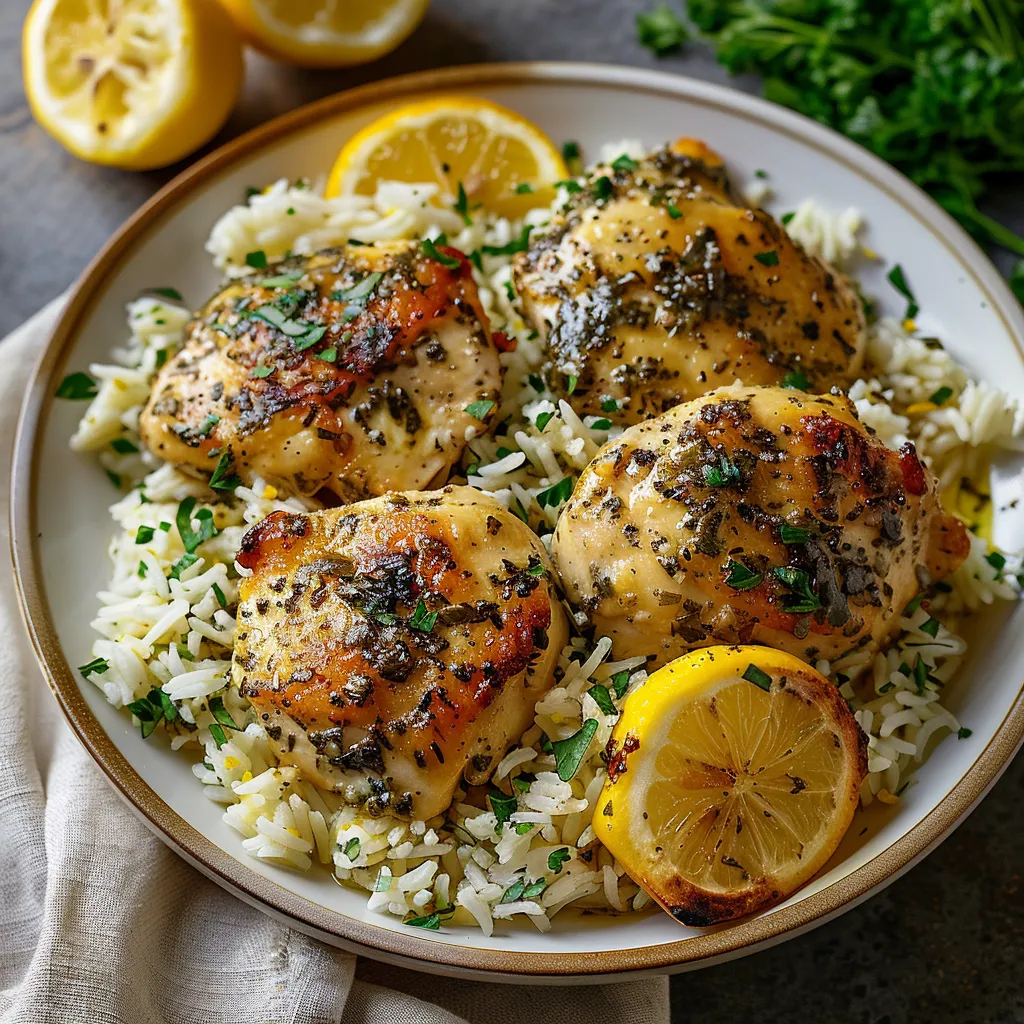 zesty slow cooker lemon herb chicken with fluffy rice