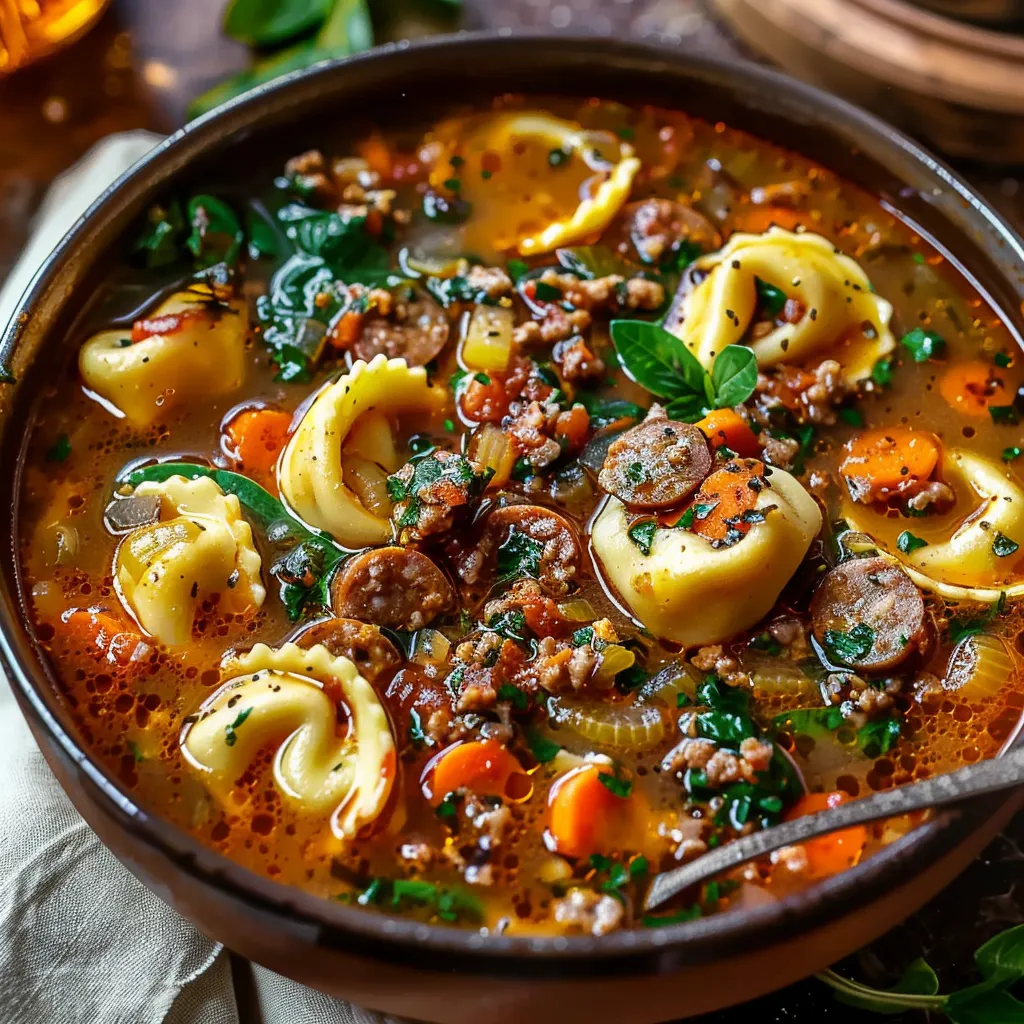 Autumn Tortellini Soup with Sausage