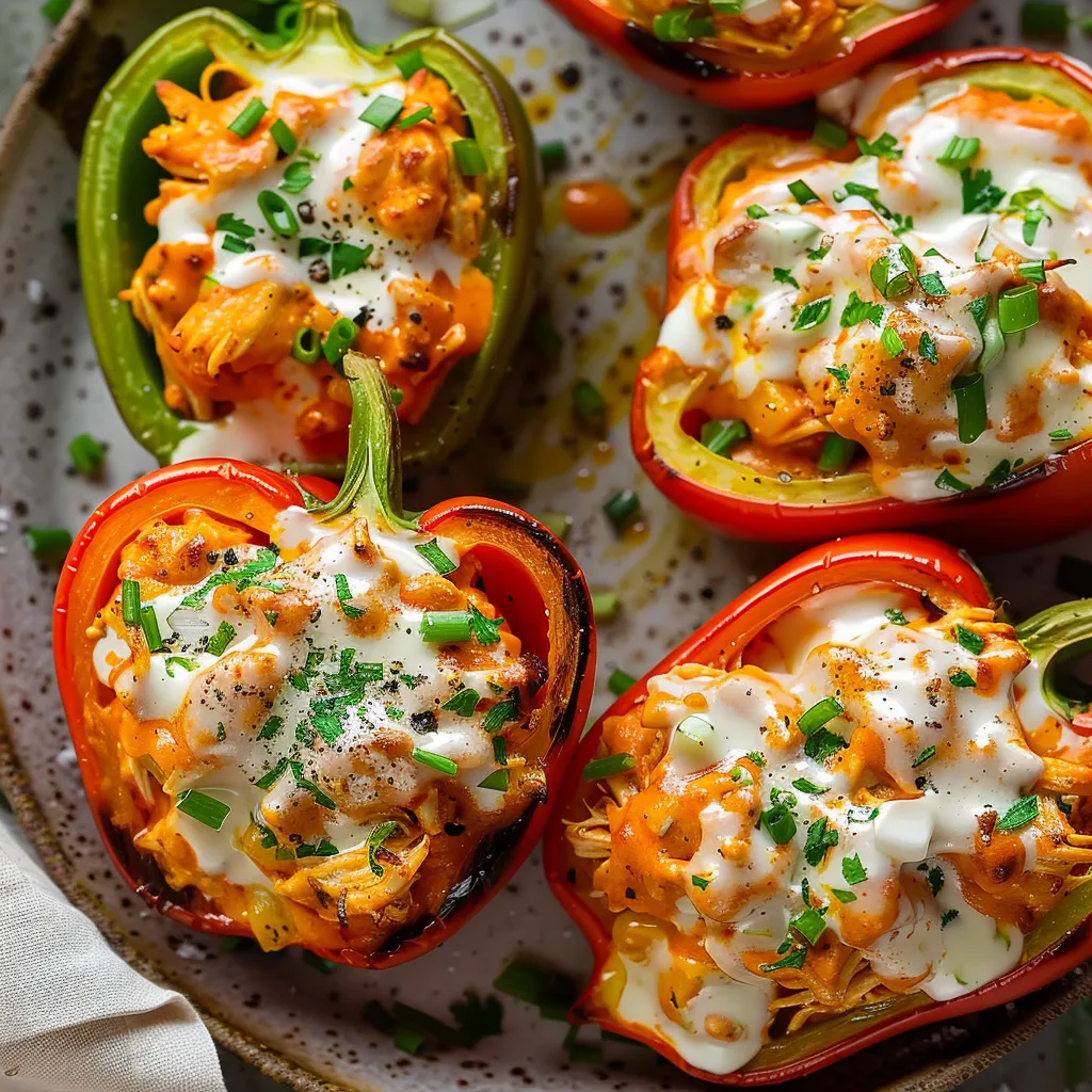 Buffalo Chicken Stuffed Peppers