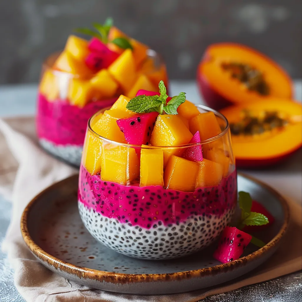 Mango and Dragon Fruit Chia Pudding
