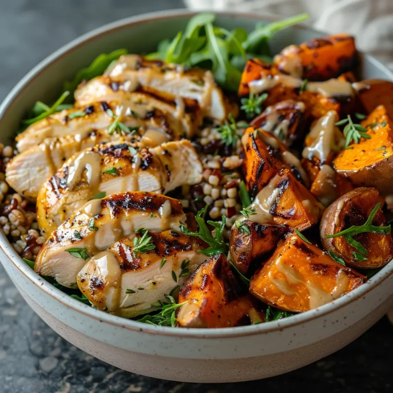 Maple Dijon Chicken & Roasted Sweet Potato Bowls