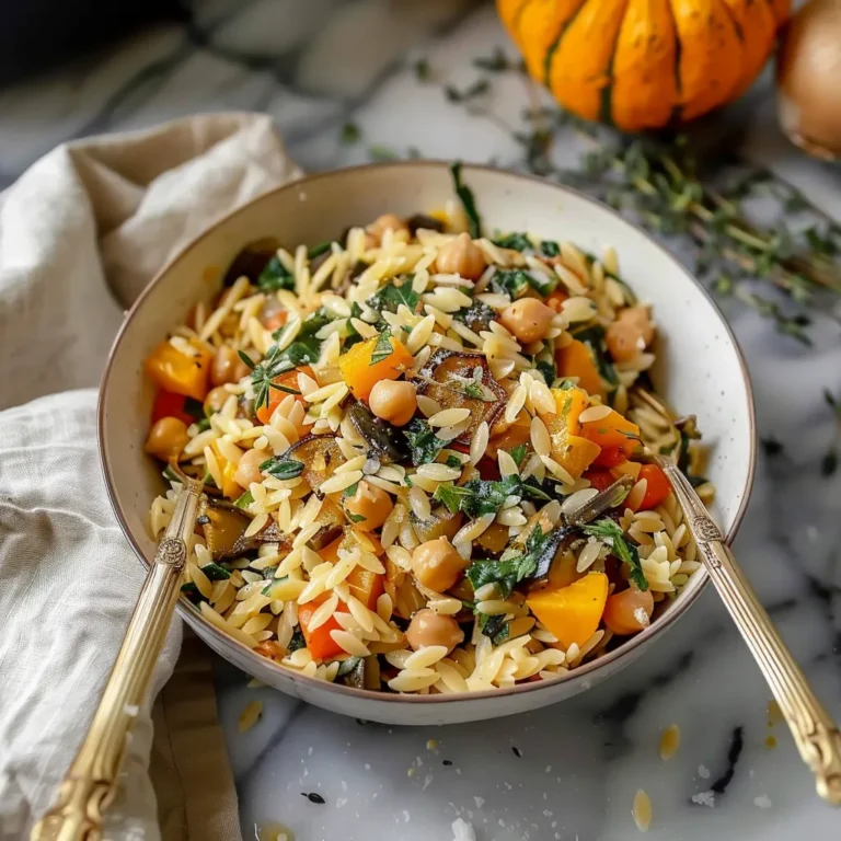 One Pot Fall Vegetable Orzo and Chickpeas