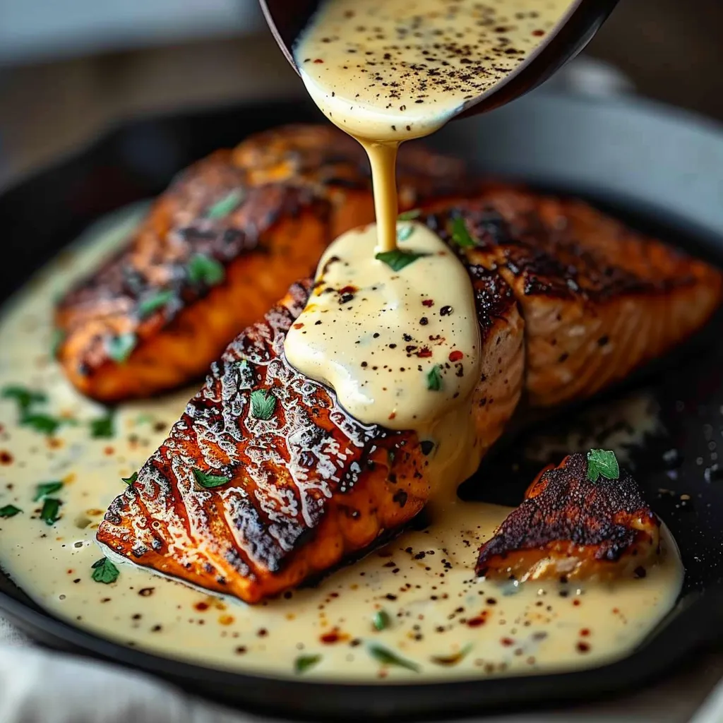 blackened salmon with creamy dijon sauce