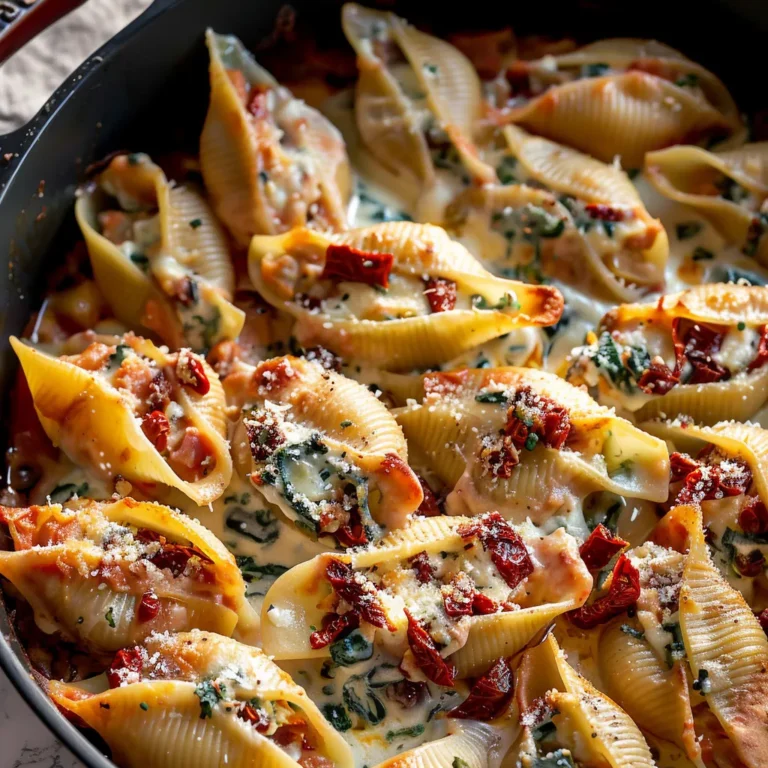 creamy sun dried tomato and ricotta stuffed shells