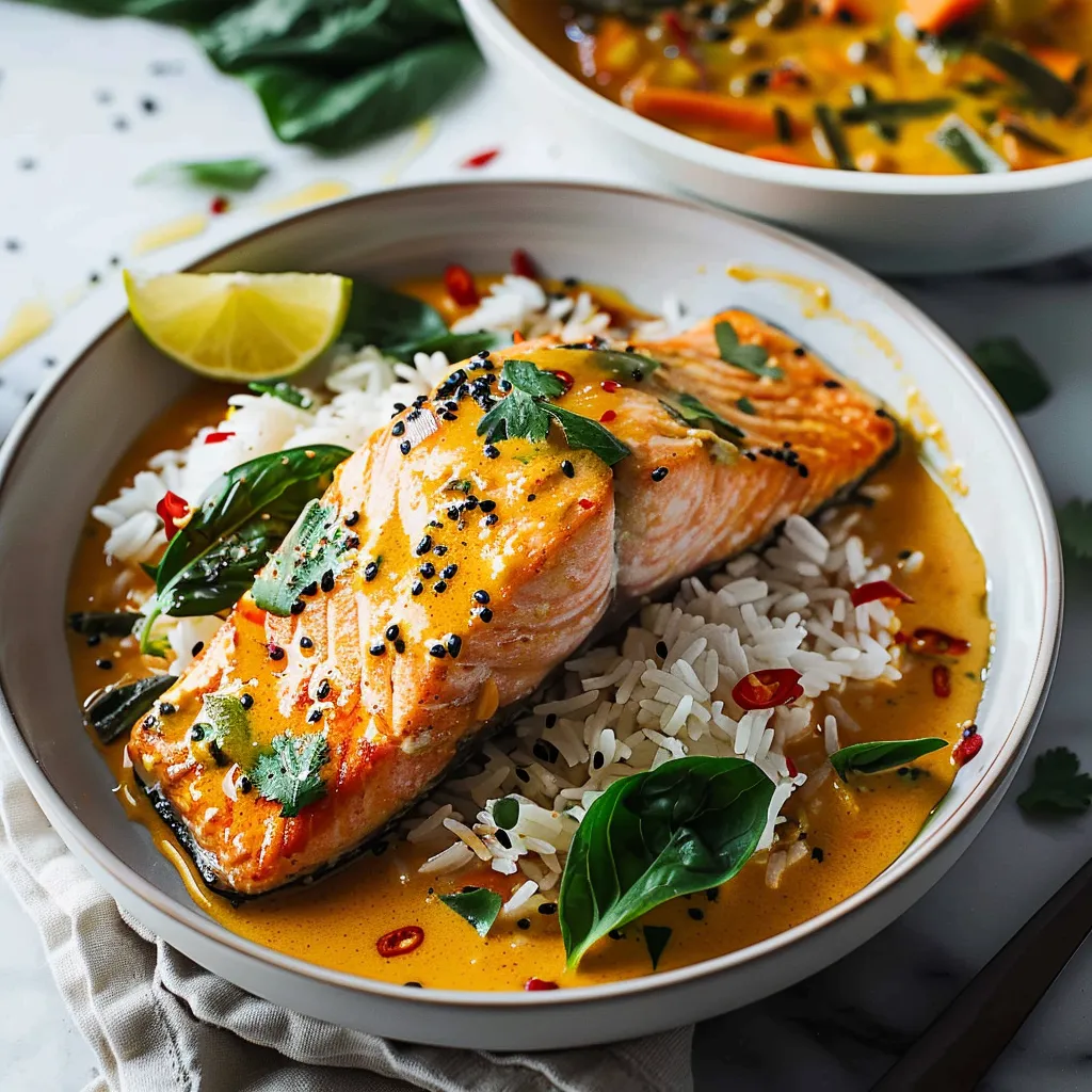 Baked Thai Red Curry Salmon