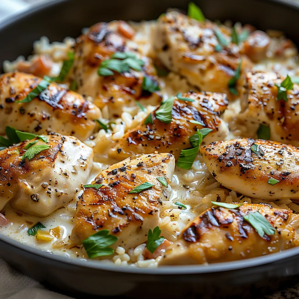 chicken scampi with creamy garlic parmesan rice