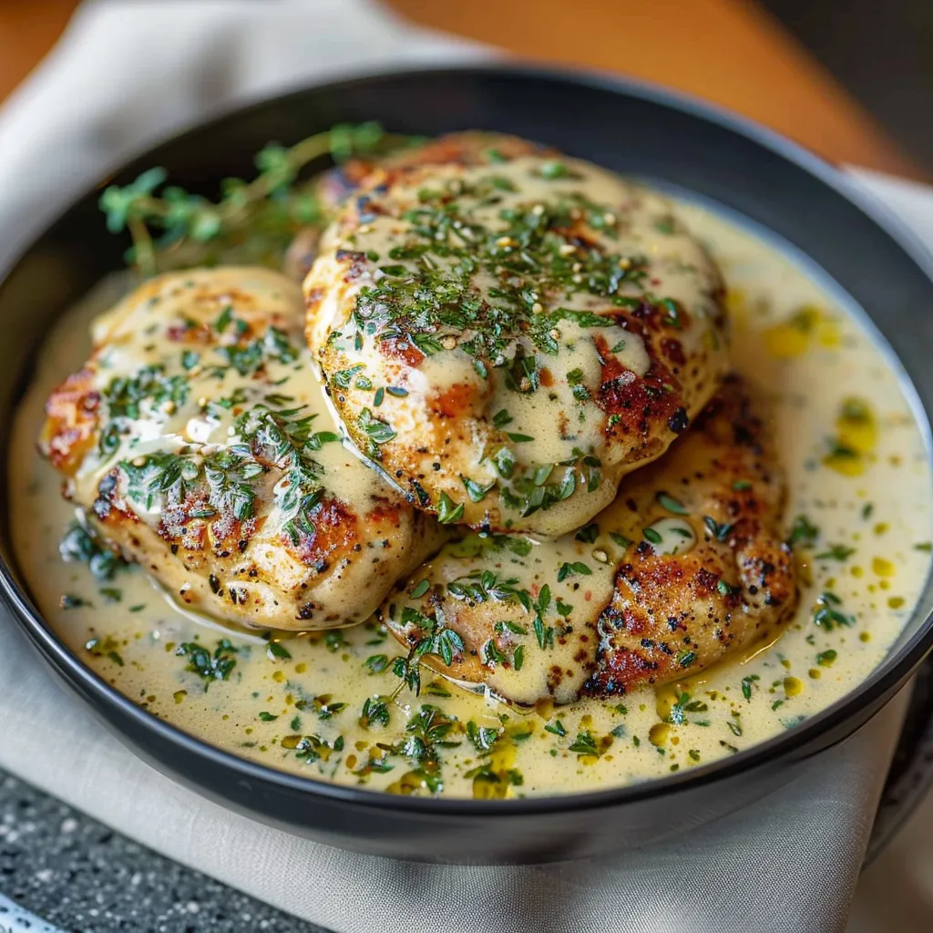 chicken with boursin sauce with garlic and fine herbs