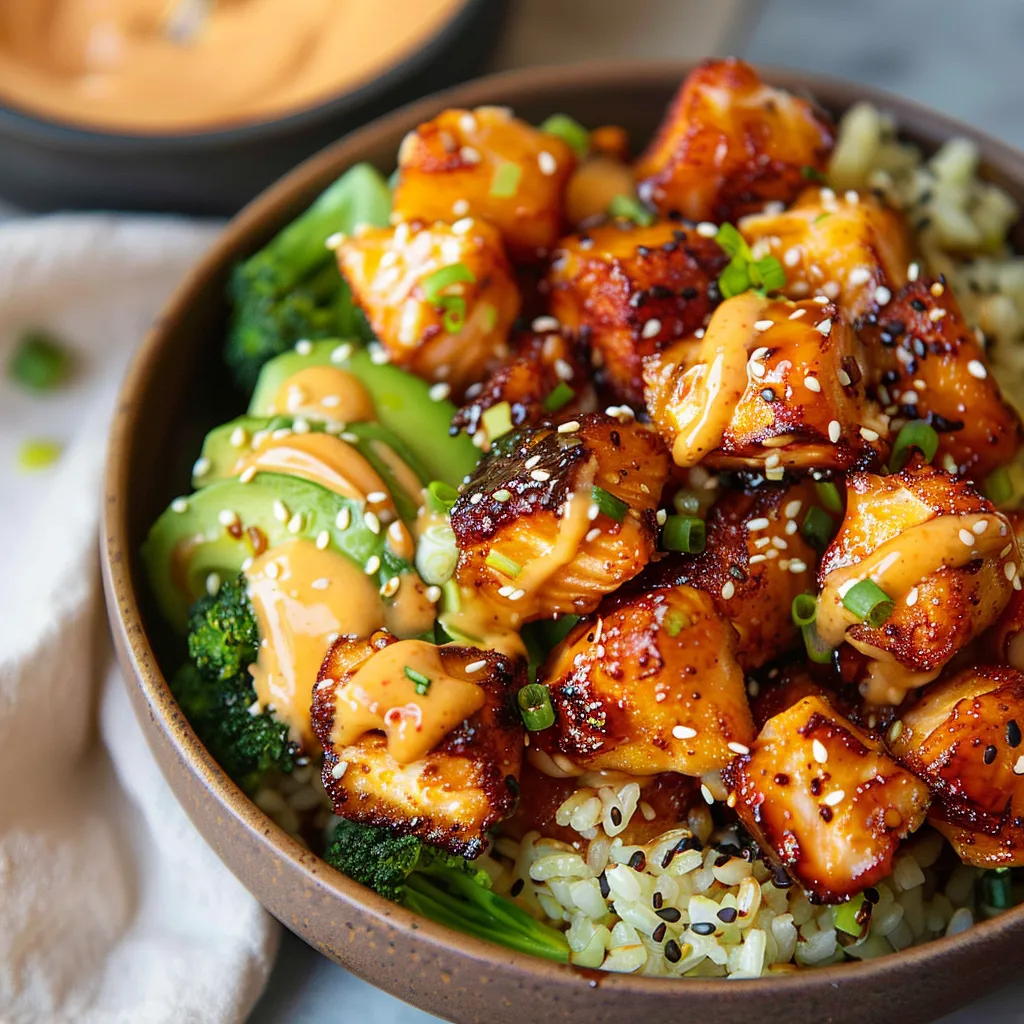 Crispy Bang Bang Salmon Bites Bowls