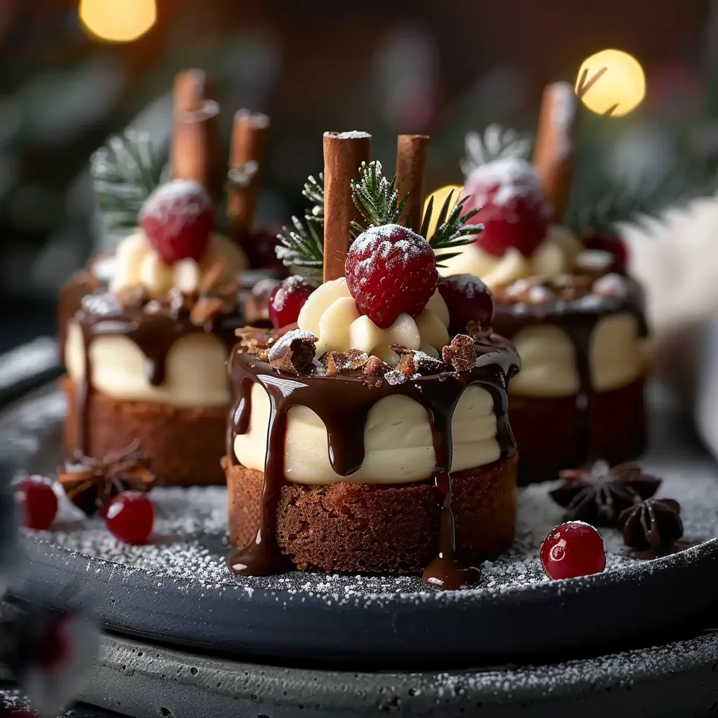 Festive Mini Christmas Cakes with Ganache