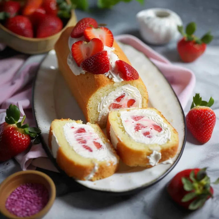Fresh Strawberry and Cream Japanese Cake Roll