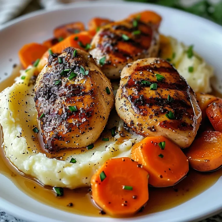 Garlic Herb Chicken with Mashed Potatoes and Glazed Carrots