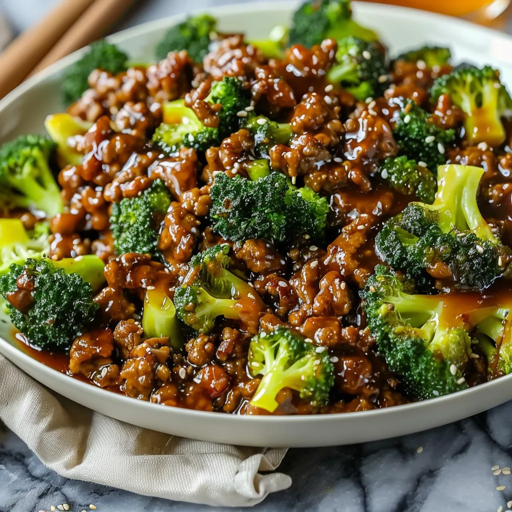 Honey Garlic Ground Beef and Broccoli