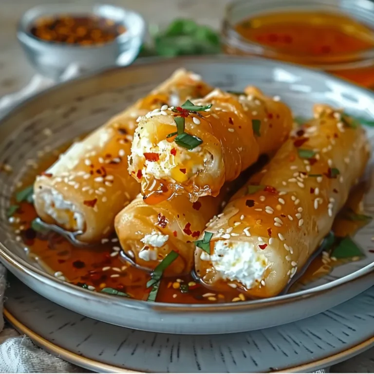 Oven Fried Feta Rolls with Chili Honey