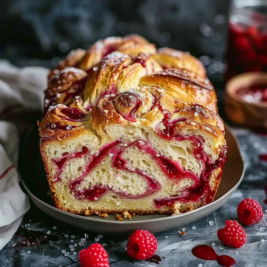 Raspberry Swirl Brioche Loaf