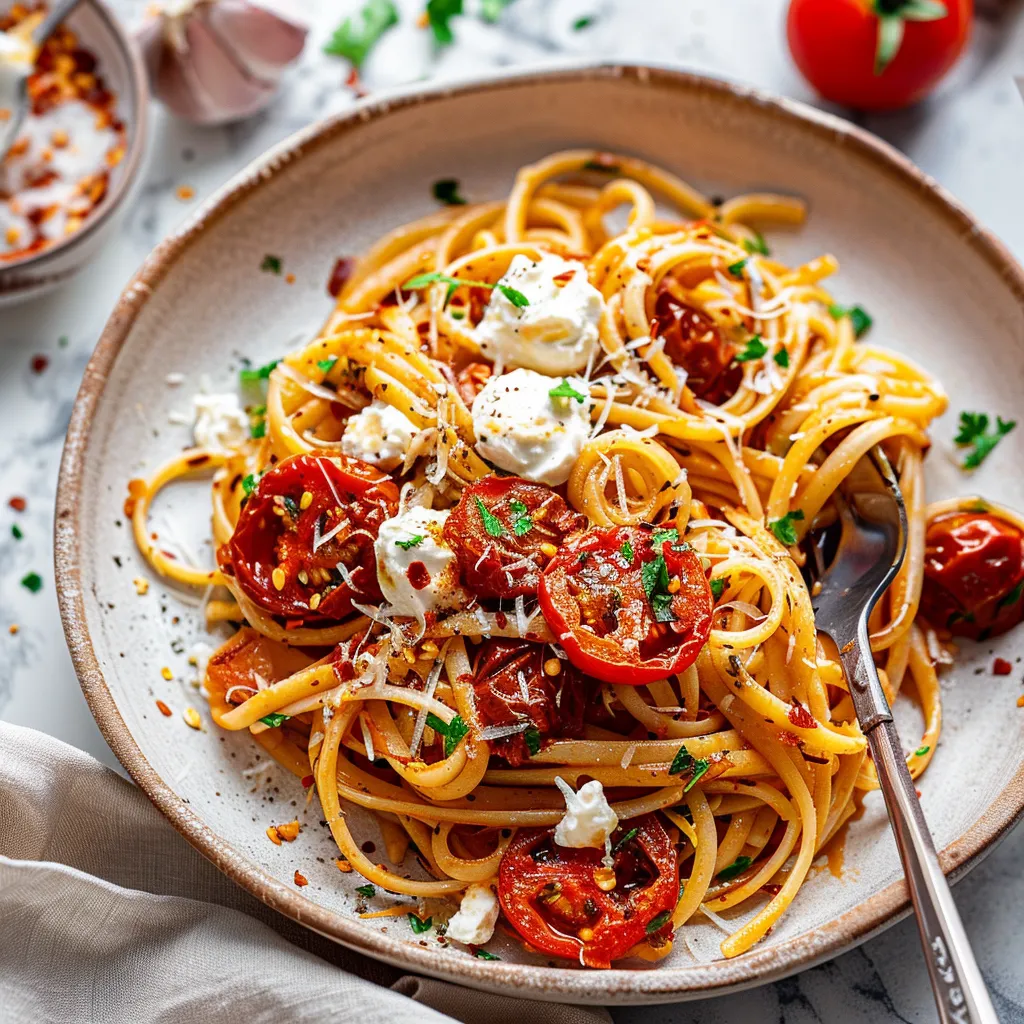Roasted Tomato and Garlic Ricotta Pasta