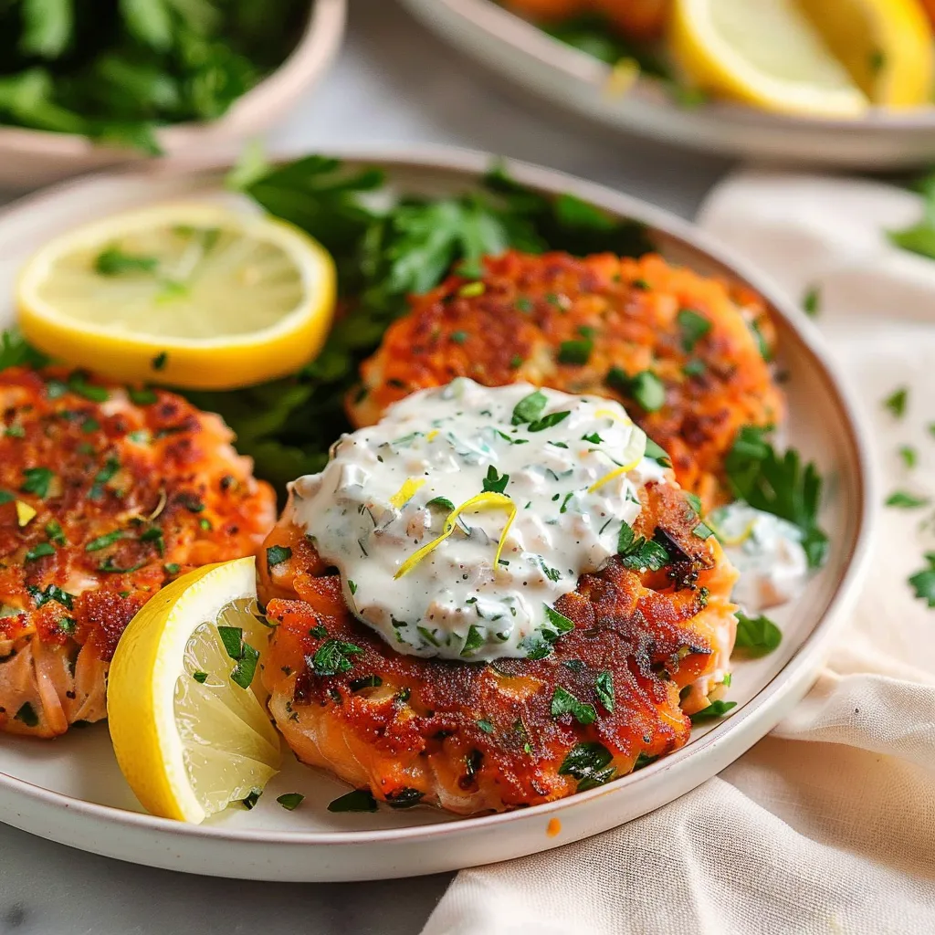 Salmon Patties With Creamy Lemon-Garlic Sauce