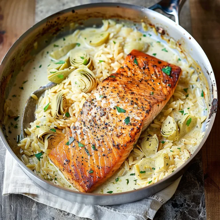 Salmon with Artichoke Orzo