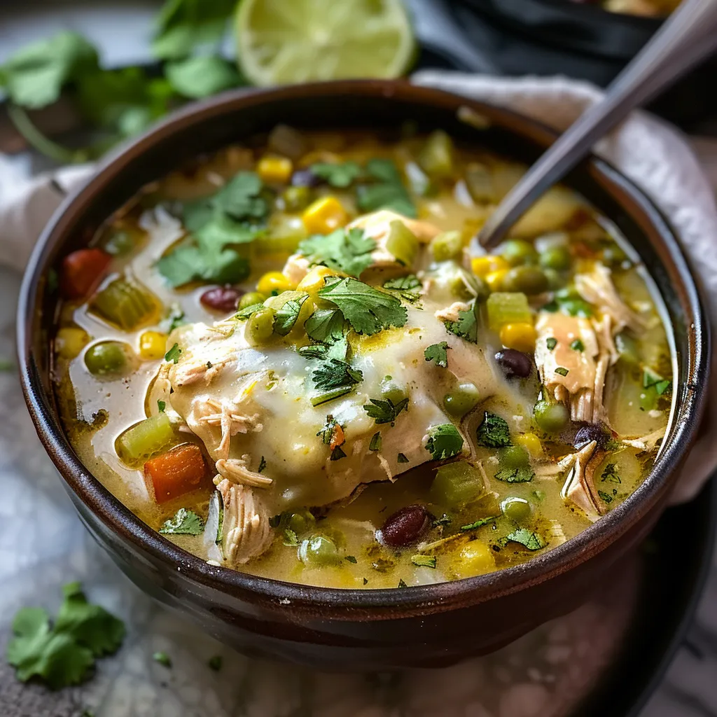 SLow Cooker Green Enchilada Chicken Soup