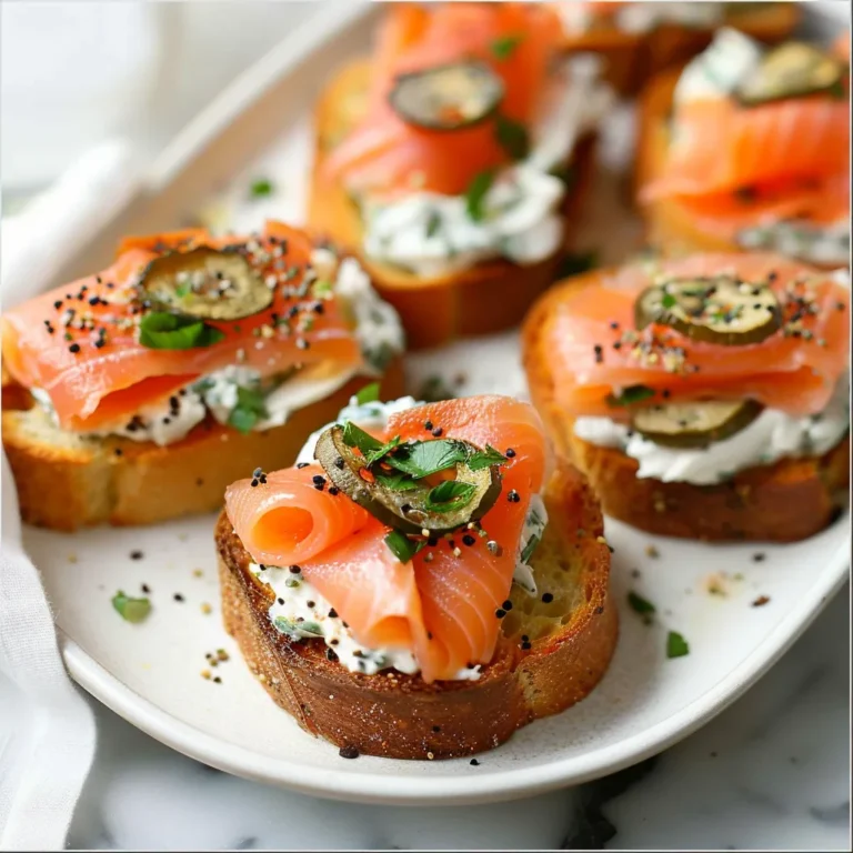 Smoked Salmon Crostini with Garlic Herb Cream Cheese