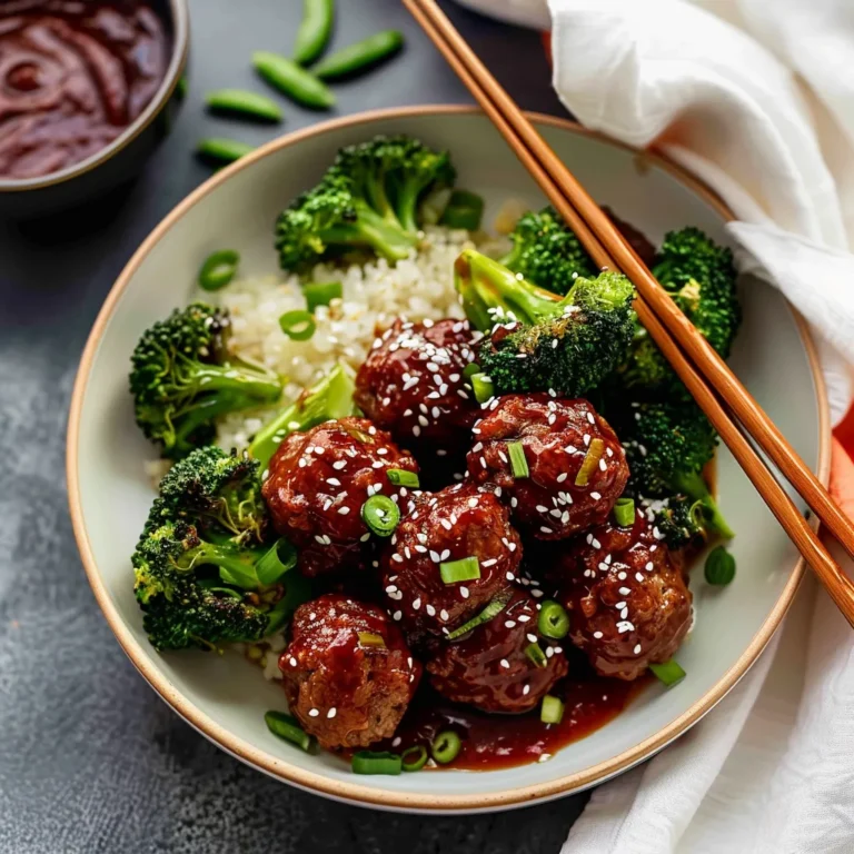 Sticky Mongolian Meatballs and Broccoli