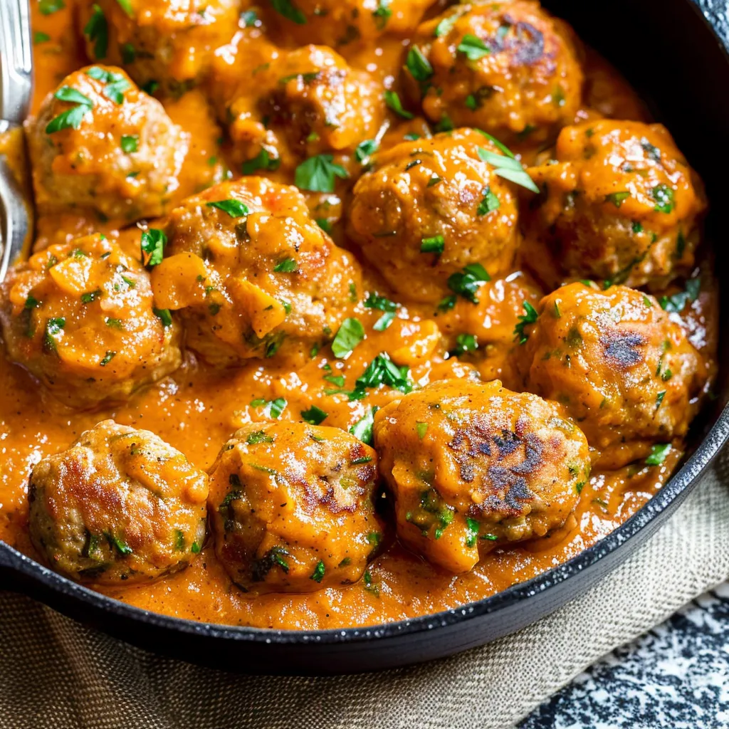 Turkey Meatballs in Pumpkin Sage Sauce