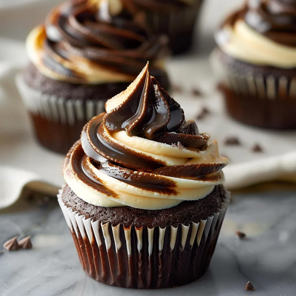Chocolate Cheesecake Cupcakes with Whipped Ganache Frosting
