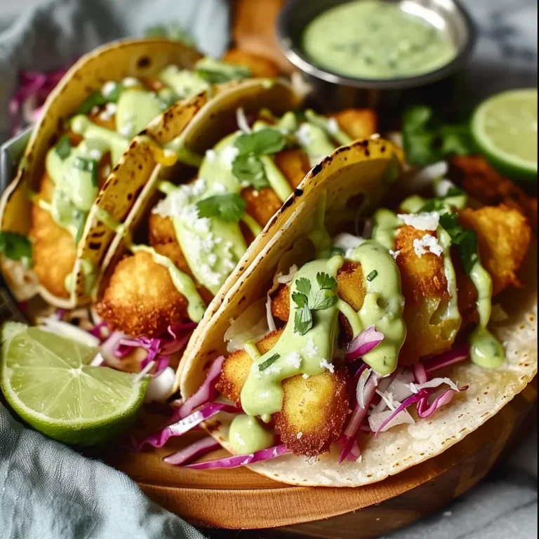 Crispy Baja Fish Tacos with Avocado Crema