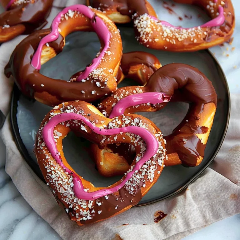 Heart Shaped Chocolate Dipped Soft Pretzels