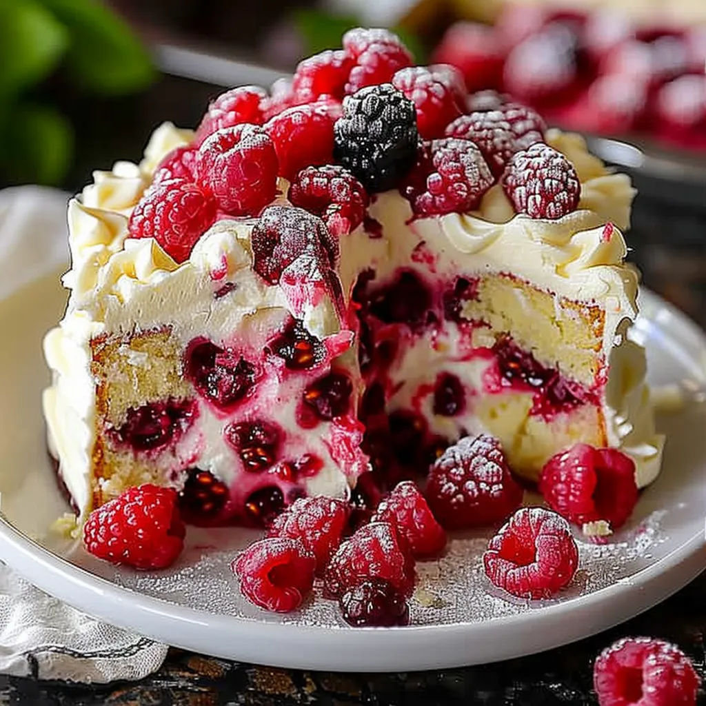 White Chocolate Raspberry Poke Cake