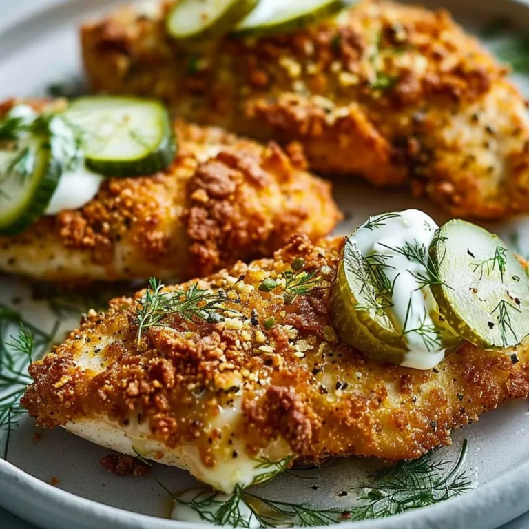 Crunchy Parmesan Chicken with Tangy Dill Pickle