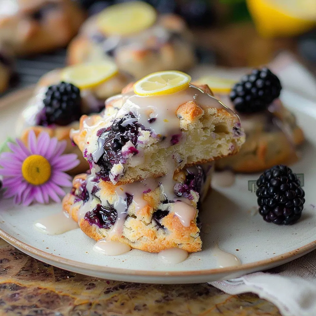 Earl Grey Blackberry Scones with Lemon Glaze