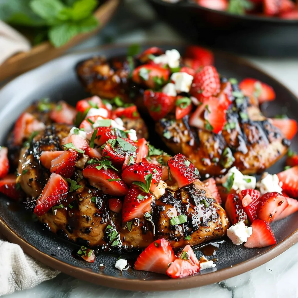 Grilled Balsamic Chicken with Strawberries & Feta