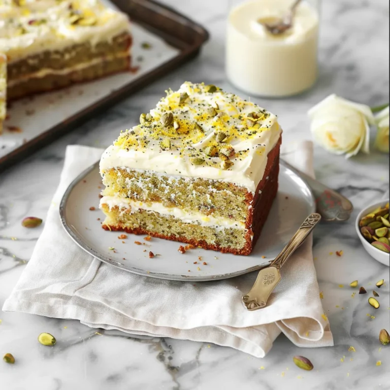 LEMON PISTACHIO CAKE WITH MASCARPONE FROSTING