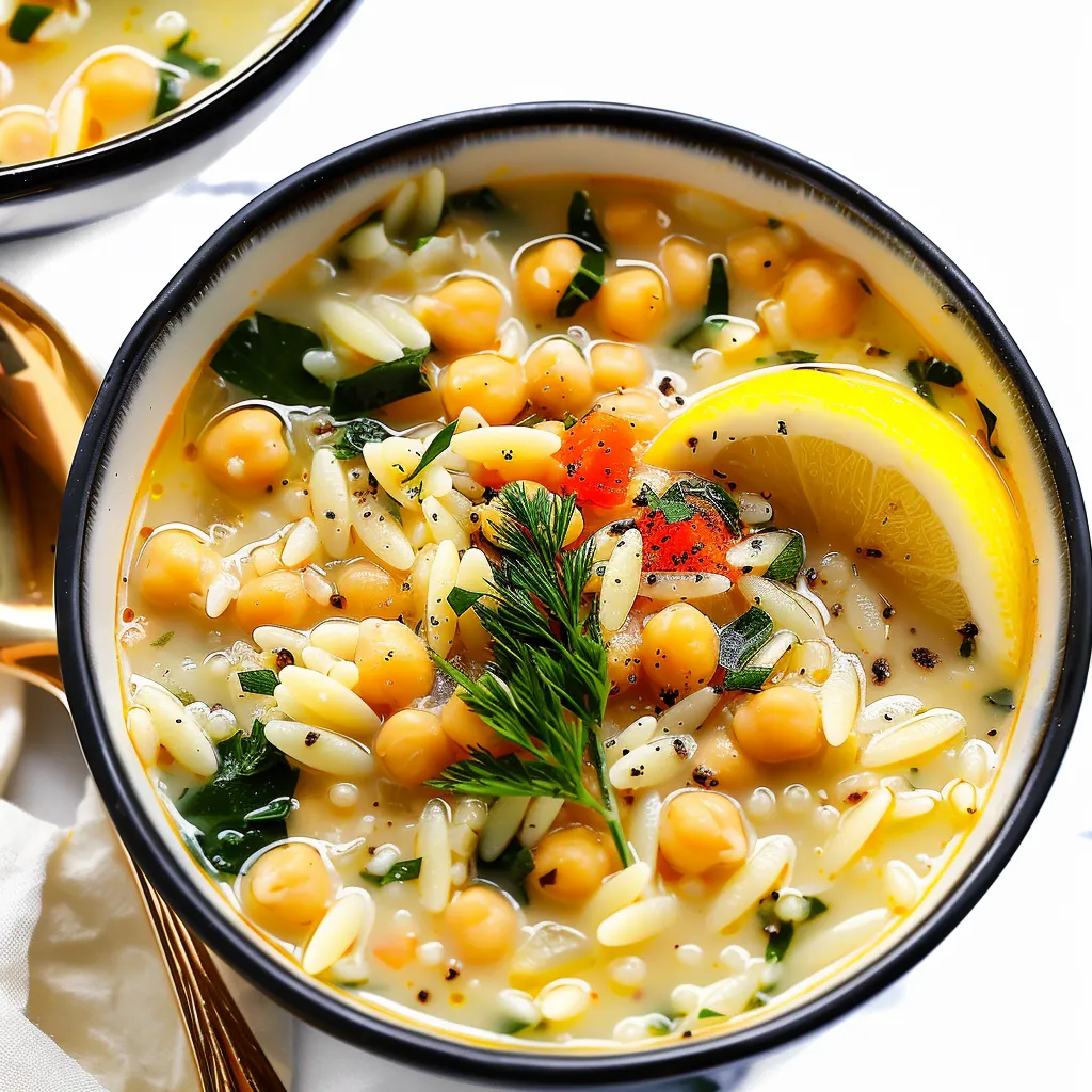Lemony Orzo Chickpea Soup