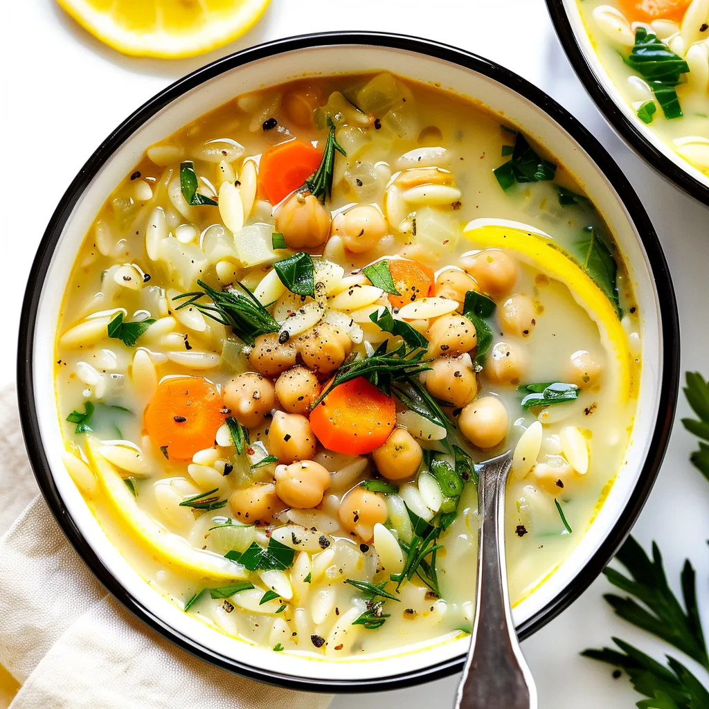 Lemony Orzo Chickpea Soup