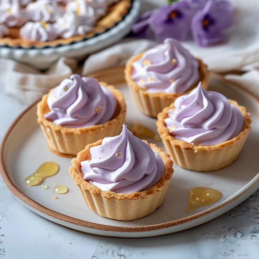 Mini Lemon Tart with Lilac Meringue